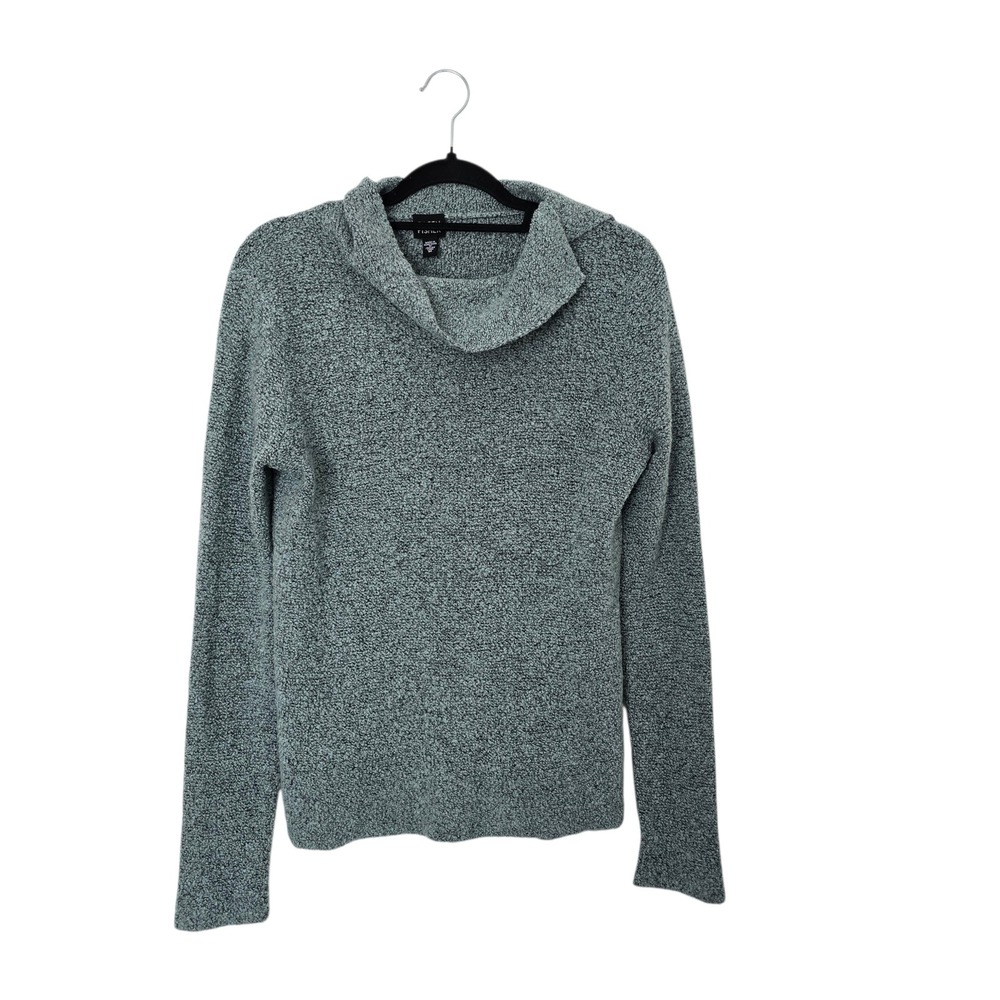 Eileen Fisher Cowl Neck Sweater Womens Medium Green Merino Cashmere Italian Yarn